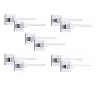 Golden Grace Zeta Door Handles on Square Rose, Polished Chrome, 5 Pairs | Includes spindle fitting, screws, template, and fitting instructions for a simple metal setup; unbox and refresh your home.