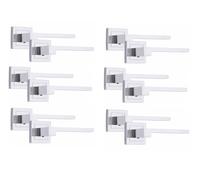 Golden Grace Zeta Door Handles on Square Rose, Polished Chrome, 6 Pairs