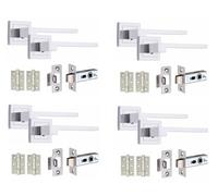 Golden Grace Zeta Door Handles with 2.5'' Latch, Polished Chrome, 4 Sets