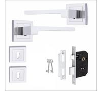 Golden Grace Zeta Key Lock Door Handles, Polished Chrome, Key Lock Set