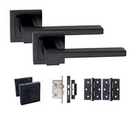 Golden Grace Zeta Lever Door Handle Bathroom Lock Set, Matt, Bathroom Set