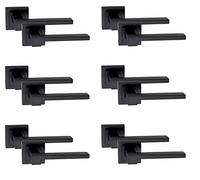 Golden Grace Zeta Lever Latch Door Handles on Square Backplate, Matt Black