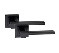 Golden Grace Zeta Lever Latch Door Handles on Square Rose, Matt Black