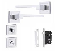Golden Grace Zeta Premium Design Bathroom Door Handles on Square Rose in Polished Chrome Finish