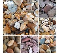 (Golden Gravel, 20kg x 5) Decorative Stone Coloured Pebbles Cobbles Slate Gravel Chippings Aggregates | 1kg, 5kg, 10kg, 20kg Bags