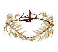 Golden Greek Goddess Crown, Adjustable Headband With Metal Frame, Leaf Detailing