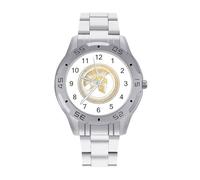 Golden Greek Helmet Spartan Quartz Wrist Watch Stainless Steel Watches for Men Women Easy to Read
