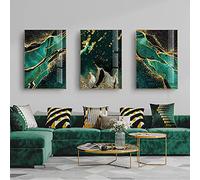 Golden Green Agate Texture Posters Prints Light Luxury Wall Art Abstract Line Canvas Painting Modern Picture Living Room Home Decor 50x70cmx3 Unframed