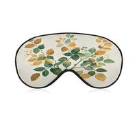 Golden Green Plant Branches Sleep Mask Soft and Comfortable Night Sleeping Mask Face-Hugging Padded Eye Cover with Adjustable Band for Deep Rest Travel Shift Work