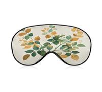 Golden Green Plant Branches Travel Eye Mask Blackout Eye Mask for Sleeping Airplane Eyemask with Adjustable Strap Sleep Masks for Women Men Soft Night Blindfold Eyemask