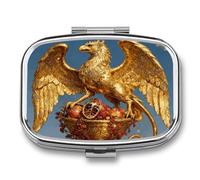 Golden Griffin Pill Box 2 Compartments Portable Travel Pill Case Mini Medicine Organizer for Pocket Purse Metal Waterproof Medicine Container Holder Vitamin Fish Oil