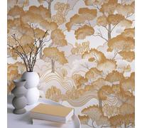 Golden Grove Vinyl Wallpaper Elle Decoration Trees Gold Cream Metallic 10448-30