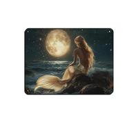 Golden-Haired Mermaid Poster Tin Sign Vintage Metal Pub Club Cafe Bar Home Wall Art Decoration Poster Retro 12x16inch(30x40cm)