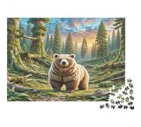 Golden Hamster Cardboard Brown Bear Walking in Sunlit Forest Premium Jigsaw Puzzle Decorative Stocking Filler 52x38cm/1000pcs