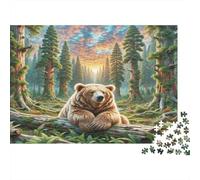 Golden Hamster Thick Paper Brown Bear on Log in Sunlit Forest Jigsaw Puzzle Bundle Boredom Buster Puzzle Gift 38x26cm/1000pcs