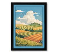 Golden Harvest Fields Retro Framed Wall Art Print A3 (42×29.7cm) Black, Wall Decor for Living Room, Bedroom, Office & Home, Ready to Hang, Art Gift
