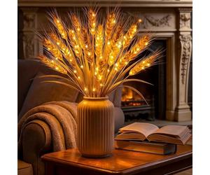 Golden Harvest Light,Wheat Stalks Decor Table Lamp, Battery Operated Flower Lamps, Rustic Farmhouse Accent Light for Seasonal Home Decor (1 Item)