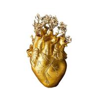 Golden Heart Flower Vase,Modern Unique 3D Resin Centerpiece Gift with Luxury Matte Finish, Elegant Resin Decor for Wedding, Valentine’s Day, Home & Party (Gold)