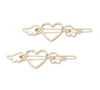 Golden Heart Wing Hair Claw Clips 2pcs Alloy Non-slip