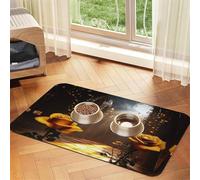 Golden Heavenly Light, Rose Background Pet Feeding Mat Dog Cat Eating Food Absorbent Leather Tablecloth for and Water Bowl Waterproof No Stains Quick Dry Non-Slip 23.62 * 15.75IN