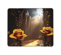Golden Heavenly Light, Rose Background Printed Mouse Pad with Non-Slip Base, Extended Desk Mat for Office & Gaming, 3mm Rubber Base, Machine Washable, Perfect for Computer, Laptop, PC & Console