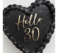 Golden Hello 30 Cake Topper,Acrylic 30th Birthday Cake Decoration for Wedding Anniversary Party,Funny 30 Party Decorations for Women and Men
