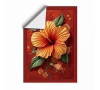 Golden Hibiscus in Bloom Botanical Unframed Wall Art Print A4 (29.7×21cm), Wall Decor for Living Room, Bedroom, Office & Home, Art Gift