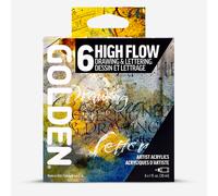 Golden : High Flow : Acrylic Paint : Drawing & Lettering Set : 6 x 30ml