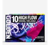High Flow Acrylics by GOLDEN, High Flow Mixing Set, 10 Colors, Professional Acrylic Paint