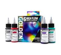 High Flow Acrylics by GOLDEN, High Flow Airbrush Set, 6 Colors, Professional Acrylic Paint