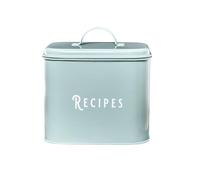 Golden Hills Mercantile Farmhouse Metal Recipe Box With Cards And Dividers - Blue Vintage Tin Recipe Box With Card Holder In Handle. Comes With 80 4 X 6 Double Sided Recipe Cards And 20 Dividers.