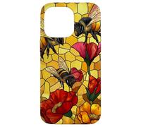 Golden Honey Bees and Poppy Design Case for iPhone 14 Pro Max