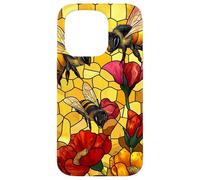Golden Honey Bees and Poppy Design Case for iPhone 15 Pro