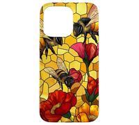 Golden Honey Bees and Poppy Design Case for iPhone 15 Pro Max