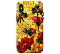 Golden Honey Bees and Poppy Design Case for iPhone X/XS