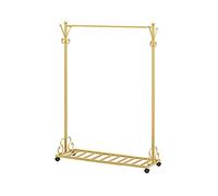 Golden Horizontal Bar Coat Stand with 4 Universal Casters, Multifunctional Freestanding Metal Garment Hanger for Home & Clothing Store - 60cm Height