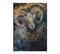 Golden Horned Ram Painting Decorative Jigsaw Puzzle for Adults, 300 PCS