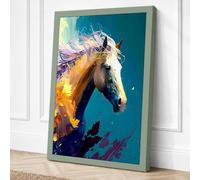 Golden Horse Emerging Canvas Wall Art Print 24x16 Inch