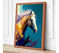 Golden Horse Emerging Canvas Wall Art Print 30x20 Inch
