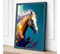 Golden Horse Emerging Canvas Wall Art Print 36x24 Inch