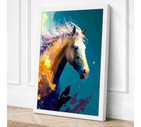 Golden Horse Emerging Modern Canvas Wall Art Print 36x24 Inch (91 x 61 cm)