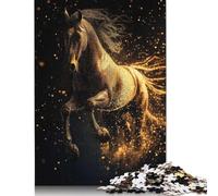Golden Horse in Motion Wooden Jigsaw Puzzles for Adults, 1000 Piece Puzzle Educational Games Jigsaw Puzzle Gifts for Christmas Birthday 1000pcs (75x50cm)