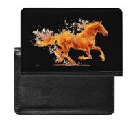 Golden Horse Passport Holder Cover Wallet with ID Card Slot Slim Travel RFID Blocking Case Protector Essentials for Women Men
