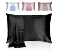 GOLDEN HOUR 100% Mulberry Silk Pillowcase for Hair and Skin - Queen Size Highest Grade 22 Momme Real Silk Pillowcase with Zipper Closure, Gift-Box Ready - Midnight Black