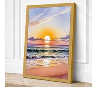 Golden Hour at the Shore Canvas Wall Art Print 24x16 Inch (61 x 41 cm)