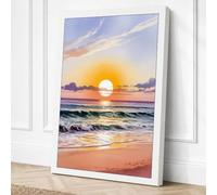 Golden Hour at the Shore Canvas Wall Art Print 24x16 Inch (61 x 41 cm)