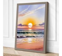 Golden Hour at the Shore Canvas Wall Art Print 30x20 Inch (76 x 51 cm)