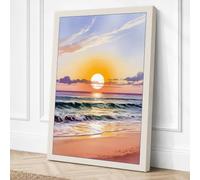 Golden Hour at the Shore Canvas Wall Art Print 30x20 Inch (76 x 51 cm)