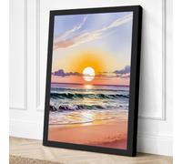 Golden Hour at the Shore Canvas Wall Art Print 36x24 Inch (91 x 61 cm)