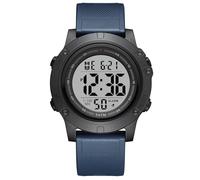 GOLDEN HOUR Digital Mens Watches, 5ATM Waterproof Sport Swimming Watch with Backlight/Date/Week/Month/Stopwatch Silicone Strap Wrist Watch for Men with Large LCD Display